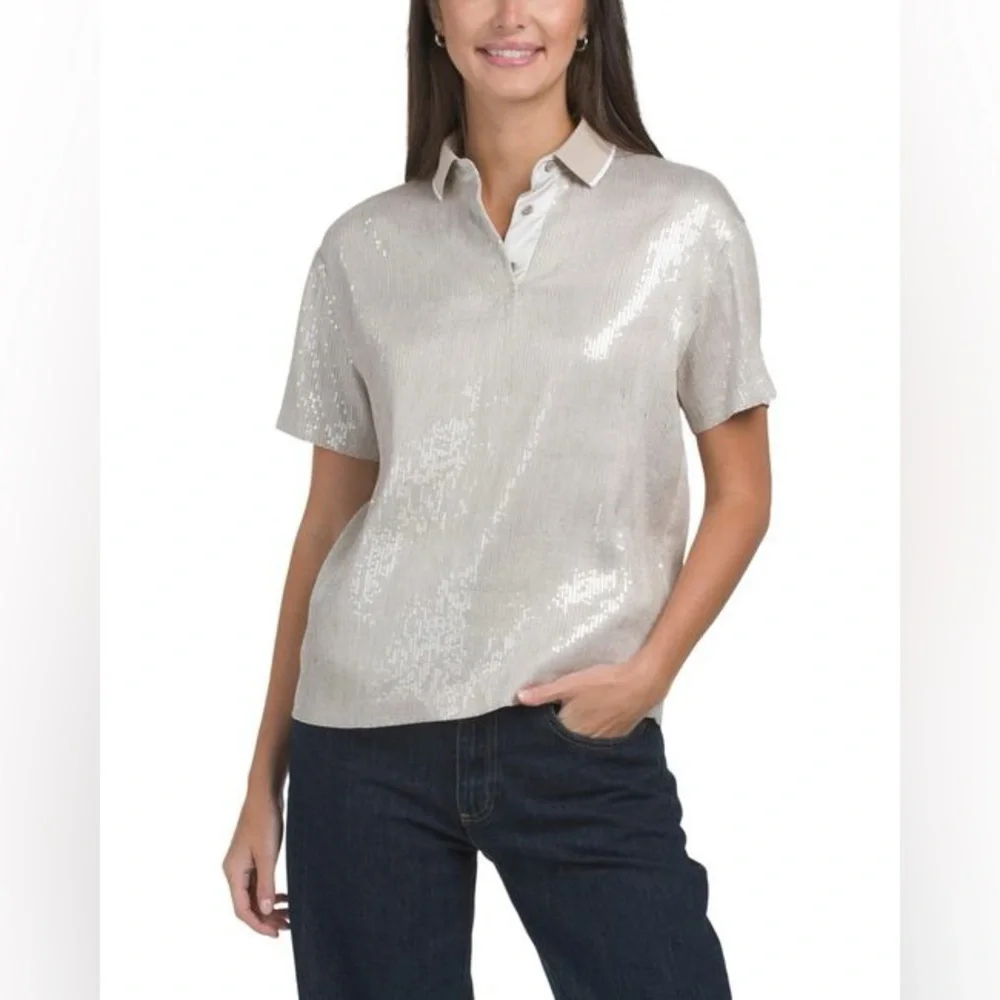 Brunello Cucinelli sequin embellishment polo T-shirt brand new with tag - Picture 7 of 12
